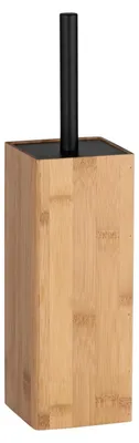 Produktbild von Toilettenbürstenhalter Toilettenbürstengarnitur WC-Bürstengarnitur - Bambus - 10 x 38 x 10 cm - Schwarzer Edelstahlgriff - Mit Ersatzbürstenkopf