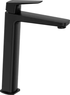 Productafbeelding van Deante Wastafelmengkraan, hoog model, met één hendel, zwart, messing, opbouwmontage, milieuvriendelijk, hoogte 290mm