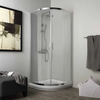 Immagine prodotto di Box doccia stondato 80x80 cm cristallo 4mm trasparente semicircolare | Luna
