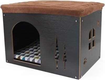 Image de Niche tubulaire adaptée aux animaux, avec coussin, intérieur confortable pour chiens et chats, abri pour chiots et petits animaux, niche pour chiens et chats résistante à l'hiver.