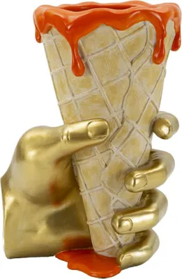 Image de Mauro Ferretti Pot à fleurs en forme de cornet 18x16x26 cm doré orange