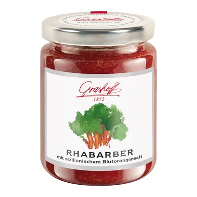 Produktbild von Grashoff Rhabarberkonfitüre mit sizilianischen Blutorangen 250g