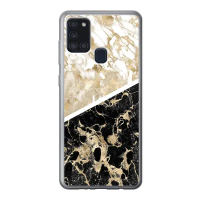 Produktbild von MuchoWow® Handyhülle Schutzhülle Hülle für Samsung Galaxy A21s Marmor - Schwarz und Gold - Schick Silikon Softcase Handy Hülle - Hartschale