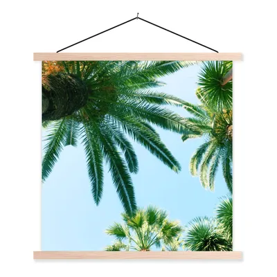 Produktbild von MuchoWow® Textilposter Palmwedel - Himmel - Sommer - Tropisch 120x120 cm mit holzfarbenen Rahmen - Textil-Poster