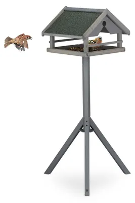 Produktbild von Vogelfutterhaus Vogelhäuschen Futterstelle - 120 x 62 x 55 cm - Holz - Wetterfestes Dach - Grau