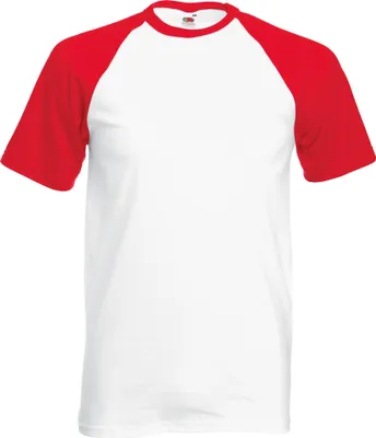 Produktbild von Fruit Of The Loom Herren Baseball T-Shirt, kurzärmlig BC327 (XL) (Weiß/Rot)