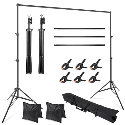Produktbild von Hintergrundständer - Verstellbares 2 x 2 m Fotohintergrund System - 6 Klemmen - Mit Tragetasche - Für Fotostudio und Geburtstagsfotos