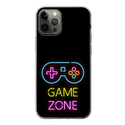 Produktbild von MuchoWow® Handyhülle Schutzhülle Hülle für iPhone 13 Pro Controller - Spiel - Neon - Schwarz - Zitate - Spielzone Silikon Softcase Handy Hülle - Handy-Tasche