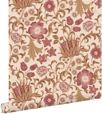 Imagen del producto de ESTAhome papel pintado flores vintage beige y morado 50 x 900 cm