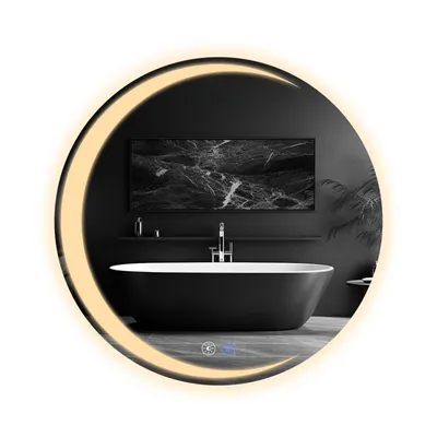 Produktbild von ZMH Spiegel mit Beleuchtung spiegel Wandspiegel Rund 60cm LED IP44 Runder spiegel mit Touch Schalter und Entfogger Funktion  Spiegel mit Licht Dimmbar für