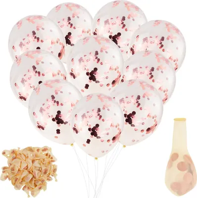 Zdjęcie produktu dla Tg66226-2 Balony Z Konfetti 100 Przezroczyste Confetti Rose Różowe Urodziny Ślub
