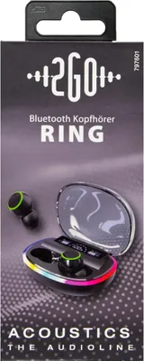 Obrázek produktu pro 2GO Ring, True Wireless Stereo (TWS), Hovory/hudba, Sluchátka s mikrofonem, Černá