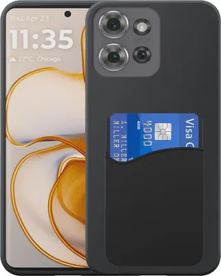 Immagine prodotto di Adatto per Motorola Edge 50 Custodia per telefono con supporto per schede in silicone - Custodia flessibile in silicone TPU con slot per schede in silicone - Nero - Smartphonica