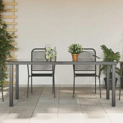 Productafbeelding van Weerbestendige tuintafel met glasplaat en aluminium frame - 190 x 90 cm