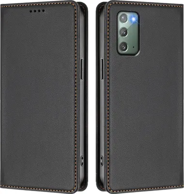 Image de Etui en cuir pour Samsung Galaxy Note 20, étui magnétique en cuirPolyuréthaneavec support Noir