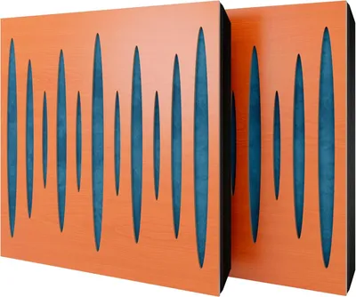 Produktbild von 6er-Set Akustikpaneele PULSAR Samt 50x50x5 cm, Kirschbaum/Blau
