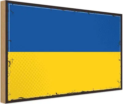 Produktbild von vianmo Holzschild 30x40 cm Ukraine Retro Flagge Fahne Wappen