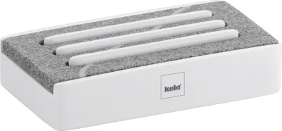 Image de Porte-savon Blanc Mat & Aspect Pierre - Cube - Kela