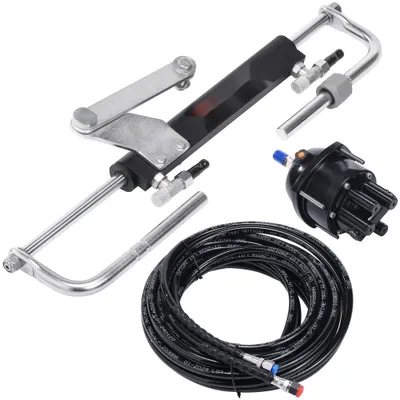 Zdjęcie produktu dla Hydrauliczny system sterowania łodzią - 90 KM - Z pompą sterową, dwukierunkowym siłownikiem blokującym i 24-stopowym wężem sterowym - Do łodzi morskich - Jednostanowiskowych łodzi jednosilnikowych