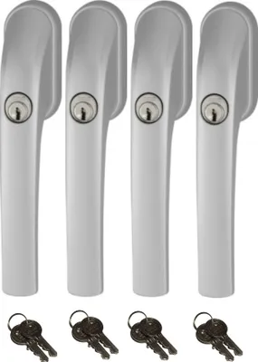 Produktbild von Abus FG300 abschließbarer Fenstergriff silber, im Set 4 Stück gleichschließend, Schließung AL0089 mit insgesamt 8 Schlüssel