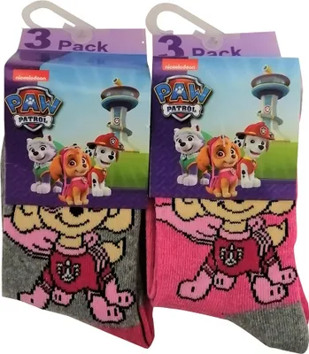 Produktbild von Nickelodeon Paw Patrol 6er Pack Kinder Socken Skye im Heldenkostüm Pink/Grau (27/30)