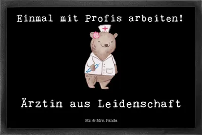 Produktbild von Mr. & Mrs. Panda fußmatte Ärztin Leidenschaft 50 x 75 cm - Schwarz - Geschenk, Arztpraxis, Witzig, Fußabtreter, Schmutzfangmatte, Schmutzmatte, Krankenhaus, Spruch