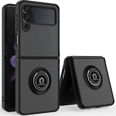 Image de Étui pour Samsung Galaxy Z Filp 4 5G étui en TPU translucide mat avec porte-anneau et support Noir