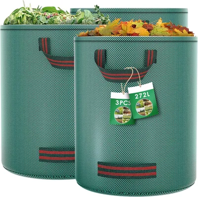 Produktbild von Gartensack 3X 272L Gartenabfallsack mit Griffen,Laubsack wasserdicht & reißfest,für für Gartenabfälle,Laub,Grasschnitt,Grünschnittsack,Laubsammel Sack