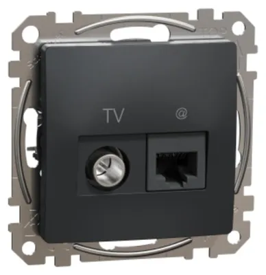 Zdjęcie produktu dla Gniazdo TV+RJ45 CAT.6 UTP ANTRACYT SEDNA