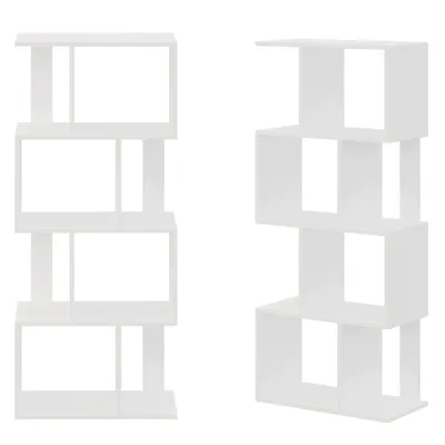 Produktbild von MODERNES GEOMETRISCHES ZICKZACK-REGAL – WEISS 140 cm
