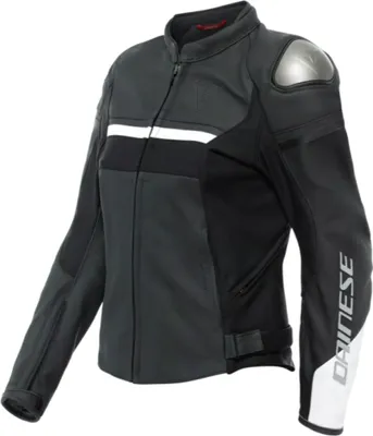 Produktbild von Dainese Rapida Damen Motorrad Lederjacke Farbe: Schwarz/Weiß, Grösse: 40