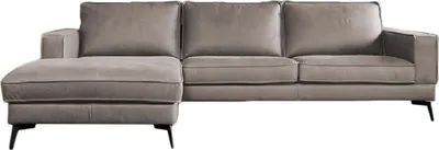 Produktbild von KAWOLA Sofa BLOOM Ecksofa Leder hellgrau Recamiere links