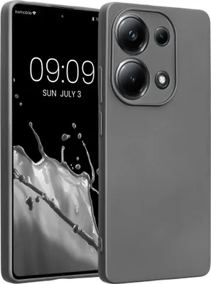 Produktbild von kwmobile Handyhülle kompatibel mit Xiaomi Poco M6 Pro (4G) Hülle - weiche Silikon Case metallisch schimmernd in Metallic Grau