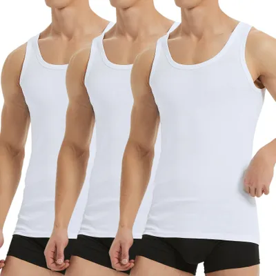 Produktbild von Falechay Unterhemden Herren Tank Top 3er Pack Sportunterhemden Weiß XXL – 3*weiß