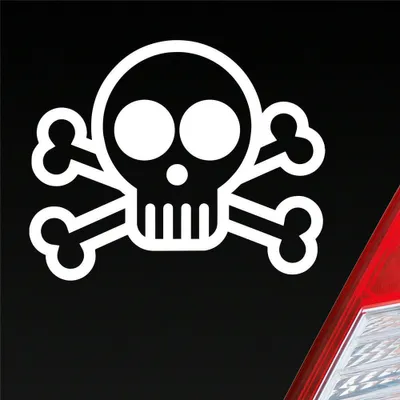 Produktbild von Auto Aufkleber Totenkopf Piraten Pirat Tuning Skull Dead 10x9 cm Weiss Glanz Sticker Heckscheibenaufkleber