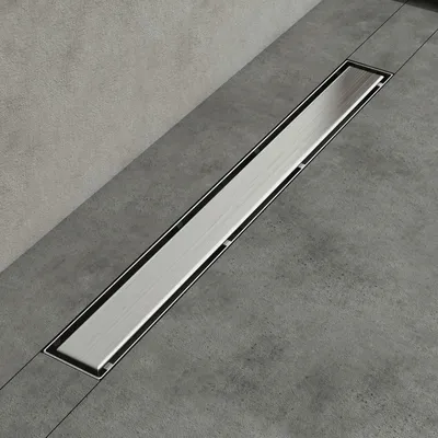 Produktbild von Duschrinne 70cm Bodenablauf aus Edelstahl | Komplettset Ablaufrinne für Badezimmer | Befliesbar Wasserabfluss 35L/min | Haarsieb Chrom KE110