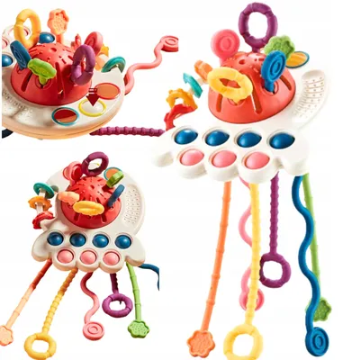Produktbild von Ikonka Montessori Sensorik Spielzeug Schnur-Beißring Baby Motorik