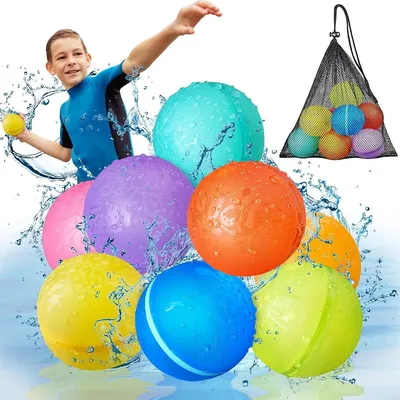 Produktbild von 16 wiederverwendbare Wasserbomben mit selbstschließenden Magnetverschlüssen und Schnellaufblasfunktion, perfekt für Wasserspiele im Freien im Sommer.