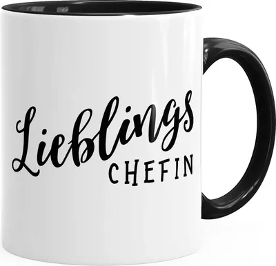 Produktbild von Kaffee-Tasse Lieblingschefin Geschenk Weihnachten Geburtstag Jubiläum Bürotasse Moonworks® Inner-Schwarz unisize