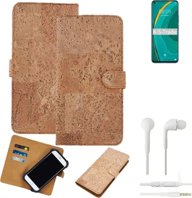 Produktbild von K-S-Trade Hülle kompatibel mit Huawei nova 7 5G + in ear Kopfhörer Kork Handyhülle Cover  Schutzhülle TPU Case Bumper in Hellbraun, (1x)