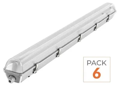 Produktbild von 6er-Pack – LED-Lichtleisten-Set IP65 + 2 LED-Neonröhren 120 cm T8 18 W – Neutralweiß 4000 K – 5500 K