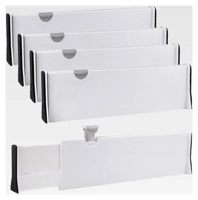 Produktbild von 4er-Set verstellbare Schubladentrenner für die Küche, 33,2-55 CM, 12,7 CM hoch, Organizer für Küche, Kommode, Badezimmer, Schlafzimmer (Weiß)