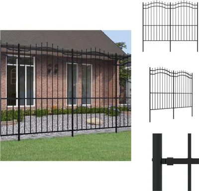 Produktbild von vidaXL Gartenzaun mit Speerspitzen Schwarz 222 cm Stahl -  Zaunfelder