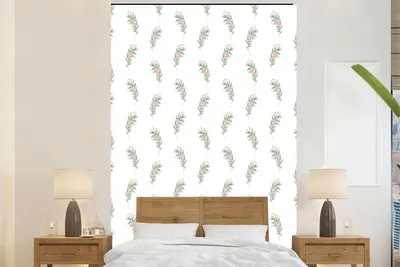 Produktbild von MuchoWow® Fototapete für Wohnzimmer oder Schlafzimmer Wandtapete Vinyl Motivtapete Blumen - Blätter - Muster - 225x350 cm - Schlafzimmer tapete