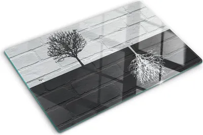 Produktbild von Tulup Glas Herdabdeckplatte - 80x52 cm - Glaskeramikkochfeld-Abdeckung Spritzschutz Glasabdeckplatte - Einteilig - Kunst: Modern & Klassisch - Bäume Wand - Grau