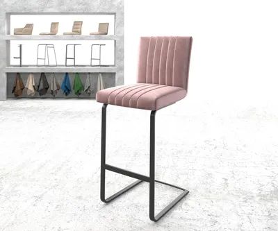 Produktbild von DELIFE Barstuhl Luiga-Flex Samt Rosé Freischwinger flach Metall