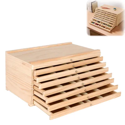 Aufbewahrungsbox 8 Schubladen, Holz, 40,2 x 24 x 19,8 cm