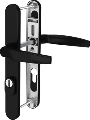 Produktbild von Schmalrahmengarnitur 8-72mm Schwarz RAL9005 Langschildgarnitur PZ Lochung Wechselgarnitur Drücker/Drücker 87-102mm ja