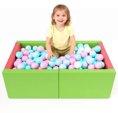 Image de Kit de jeux en mousse pour enfants - Piscine à balles et blocs de construction - Sans balles - Mousse au latex - Jusqu'à 3 ans - Pour l'intérieur - Multicolore