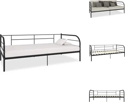 Image de vidaXL Cadre de lit de jour Noir Métal 90×200 cm - Lits et Sommiers
